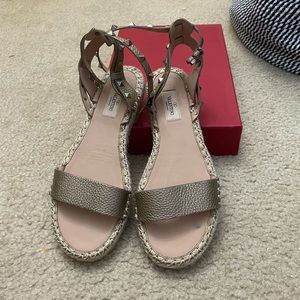 Valentino Garavani Rockstud Double Leather Espadrille Sandals